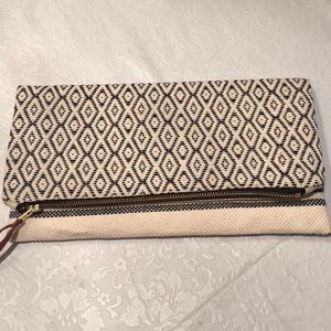 Tribe Alive Black and White Fold-Over Cloth Clutch